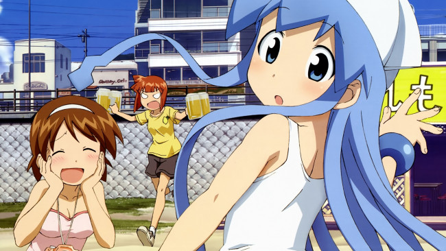 Обои картинки фото аниме, shinryaku,  ika musume, девушки
