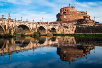 Картинка города замки+италии рим мост река замок италия