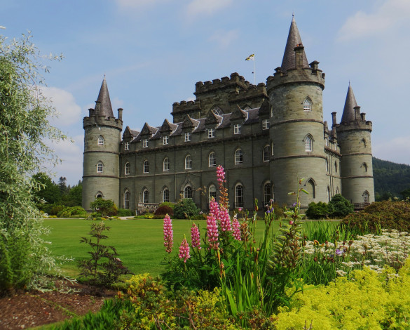 Обои картинки фото inveraray castle, города, замок инверари , шотландия,  англия, стены, замок, башни