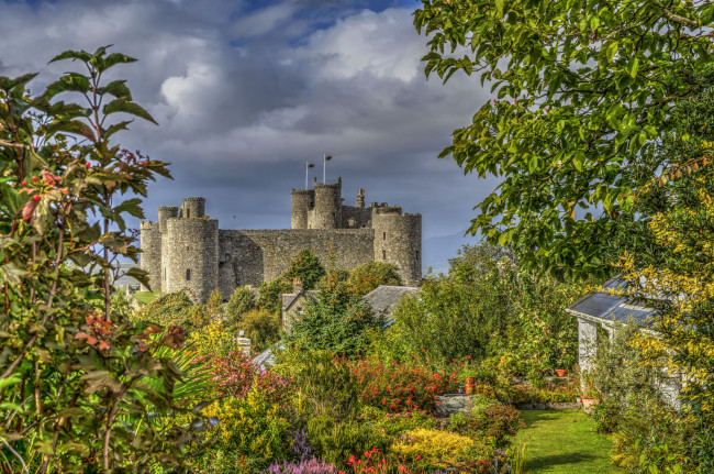 Обои картинки фото harlech castle, города, - дворцы,  замки,  крепости, стены, замок, башни