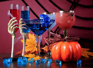 Картинка праздничные хэллоуин коктейли тыква бокалы
