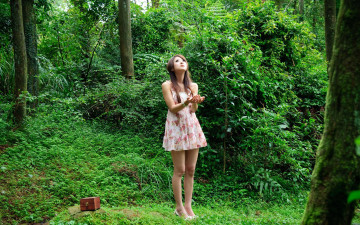 Картинка в+лесу девушки -unsort+ азиатки лес японка девушка