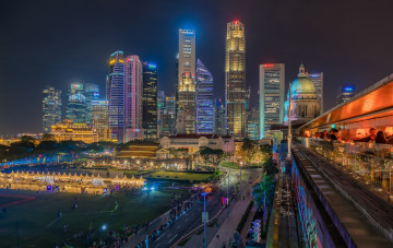 Картинка singapore города сингапур+ сингапур ночь огни панорама