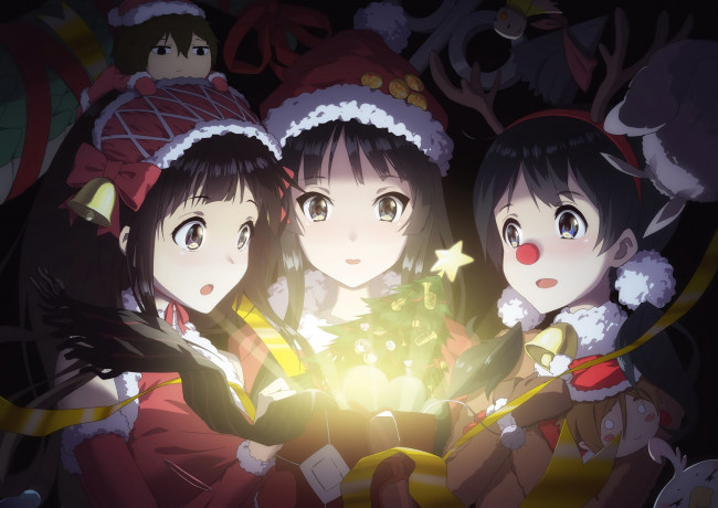 Обои картинки фото аниме, зима,  новый год,  рождество, hyouka, tamako, market, k-on