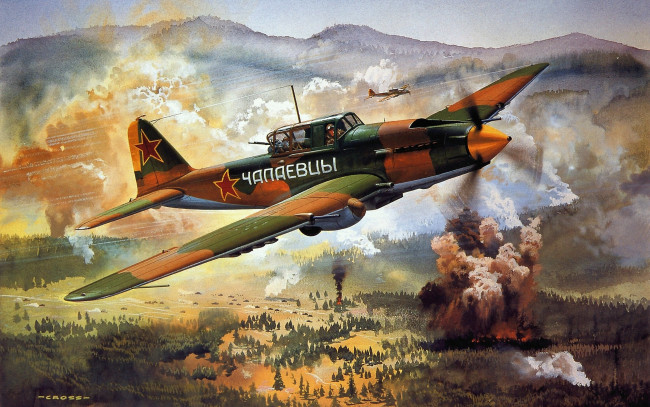 Обои картинки фото авиация, 3д, рисованые, v-graphic, самолет, полет, горы, взрыв
