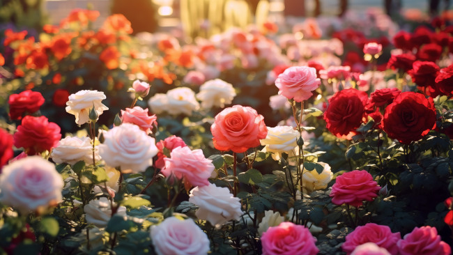 Обои картинки фото 3д графика, цветы , flowers, лето, цветы, розы, сад, кусты, роз, ии-арт, нейросеть
