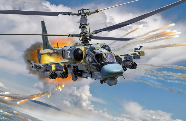 Обои картинки фото авиация, вертолёты, россия, ка-52, боевой, вертолёт, ударный, вертолет