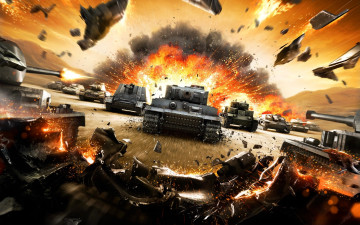 Картинка видео+игры world+of+tanks танки огонь дыра осколки