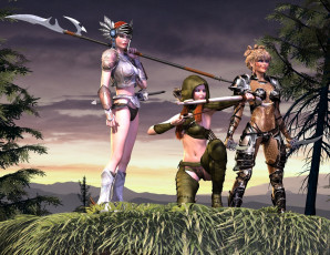 Картинка 3д+графика амазонки+ amazon девушки взгляд фон оружие