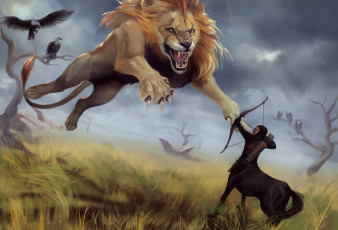 Картинка фэнтези существа лев кентавр грифы
