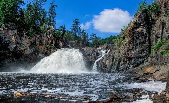 Обои картинки фото природа, водопады, лес, водопад, река