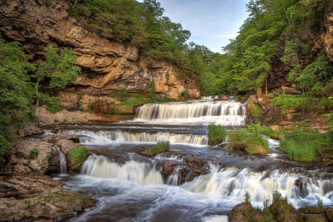 Обои картинки фото природа, водопады, водопад, река, лес