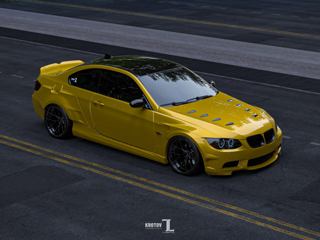 Обои картинки фото автомобили, 3д, bmw, e92, widebody, kit, stance, tuning