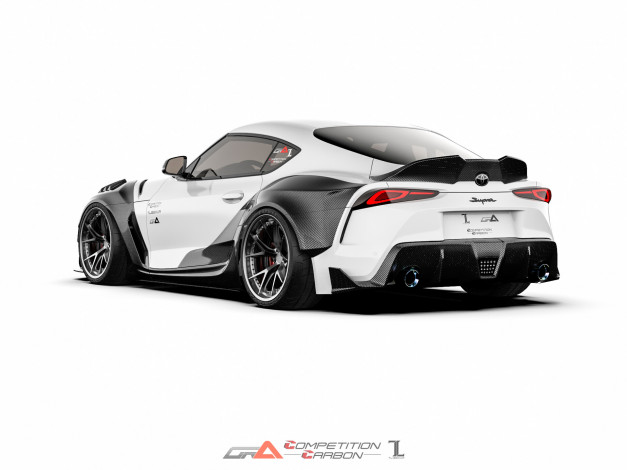 Обои картинки фото автомобили, 3д, toyota, supra, a90, widebody, kit, stance, tuning, competition, carbon