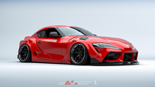 Обои картинки фото автомобили, 3д, toyota, supra, a90, widebody, kit, stance, tuning, competition, carbon