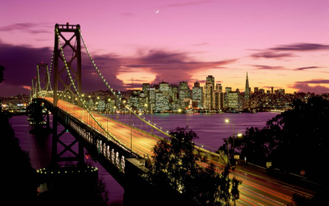 Обои картинки фото bay, bridge, san, francisco, california, города, сан, франциско, сша