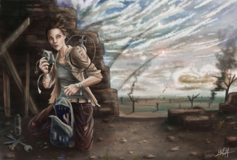 Картинка фэнтези девушки арт девушка взгляд рюкзак дым кислород