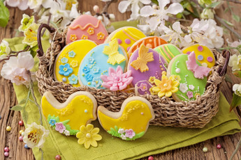 Картинка еда пирожные +кексы +печенье цветы печенье пасха праздник
