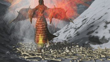 Картинка 3д+графика horror+ ужас кости крылья смерть
