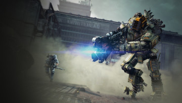 Картинка titanfall видео+игры солдат робот пыль город