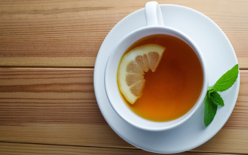 Картинка еда напитки +Чай блюдце мята лимон чашка напиток чай