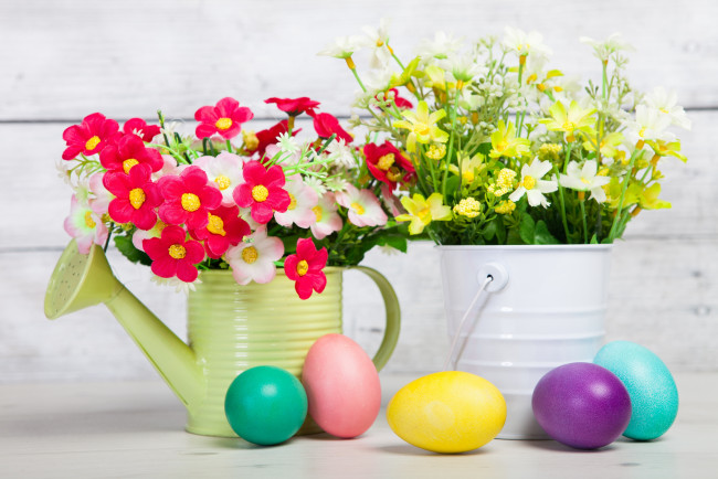 Обои картинки фото праздничные, пасха, цветы, яйца, праздник