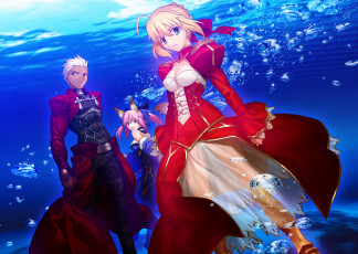 Картинка аниме fate stay+night takeuchi takashi saber extra caster archer stay night
