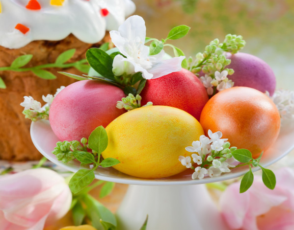 Обои картинки фото праздничные, пасха, яйца, глазурь, кулич, decoration, holiday, blessed, spring, eggs, cake, easter, выпечка
