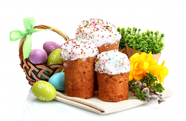 Обои картинки фото праздничные, пасха, яйца, кулич, blessed, holiday, cake, easter, eggs, flowers, весна, цветы