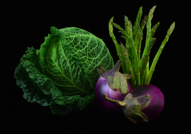 Обои картинки фото еда, овощи, баклажаны, капуста