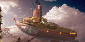 Картинка фэнтези транспортные+средства стимпанк иной транспорт воздушный корабль мир
