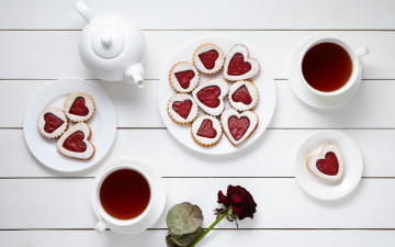 Картинка еда пирожные +кексы +печенье заварник чай печенье роза