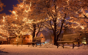 Картинка праздничные новогодние+пейзажи зима аллея снег вечер