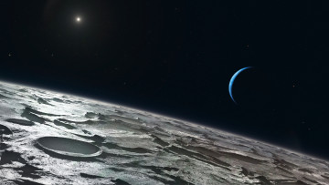 Картинка triton космос спутники+нептуна планета поверхность грунт снимок фотография атмосфера