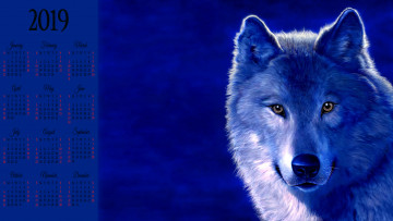 Картинка календари рисованные +векторная+графика волк