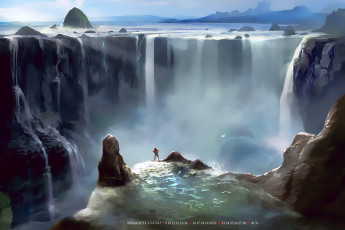 обоя календари, фэнтези, водопад, вода, природа, calendar, 2020