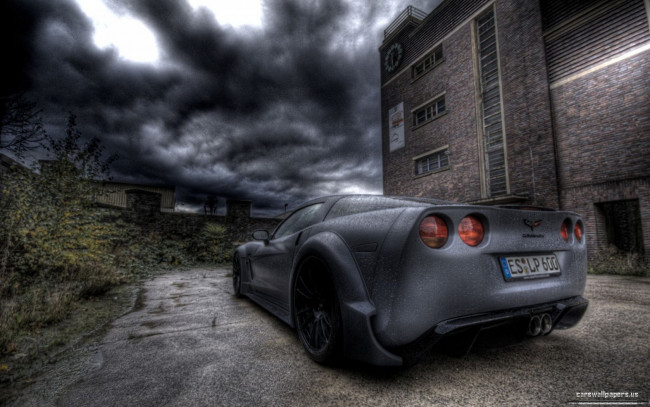 Обои картинки фото corvette, c6, black, force, one, rear, автомобили