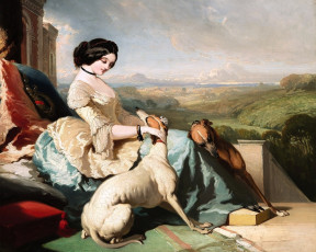 Картинка альфред де дрекс дама грейхаундами рисованные живопись