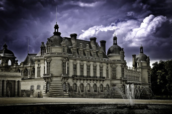 Картинка chateau de chantilly france города замки луары франция фонтан