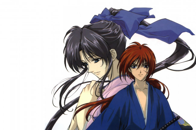 Обои картинки фото аниме, rurouni kenshin, девушка, парень