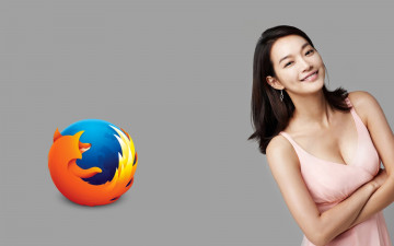 Картинка компьютеры mozilla+firefox взгляд фон логотип девушка