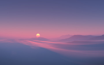 Картинка природа восходы закаты холмы дымка закат