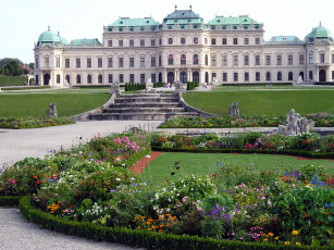 Картинка города вена+ австрия клумбы дворец