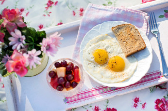 обоя еда, Яичные блюда, яичница, завтрак, хлеб, глазунья