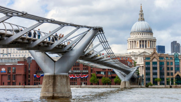 Картинка города лондон+ великобритания собор мост река