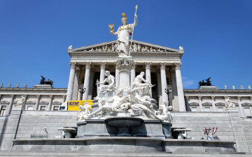 Картинка города вена+ австрия фонтан