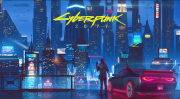 Картинка видео+игры cyberpunk+2077 cyberpunk 2077 девушка машина город огни ночь