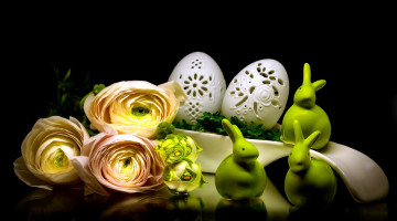 Картинка праздничные пасха ранункулюс ажурные яйца