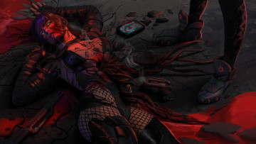 Картинка видео+игры cyberpunk+2077 девушка киборг смерть ноги