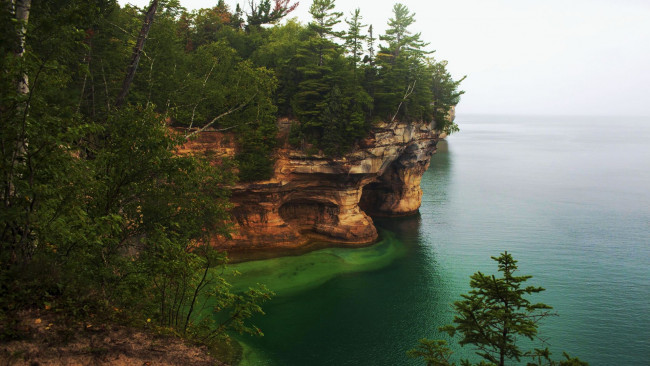 Обои картинки фото picture rocks, michigan, природа, побережье, picture, rocks